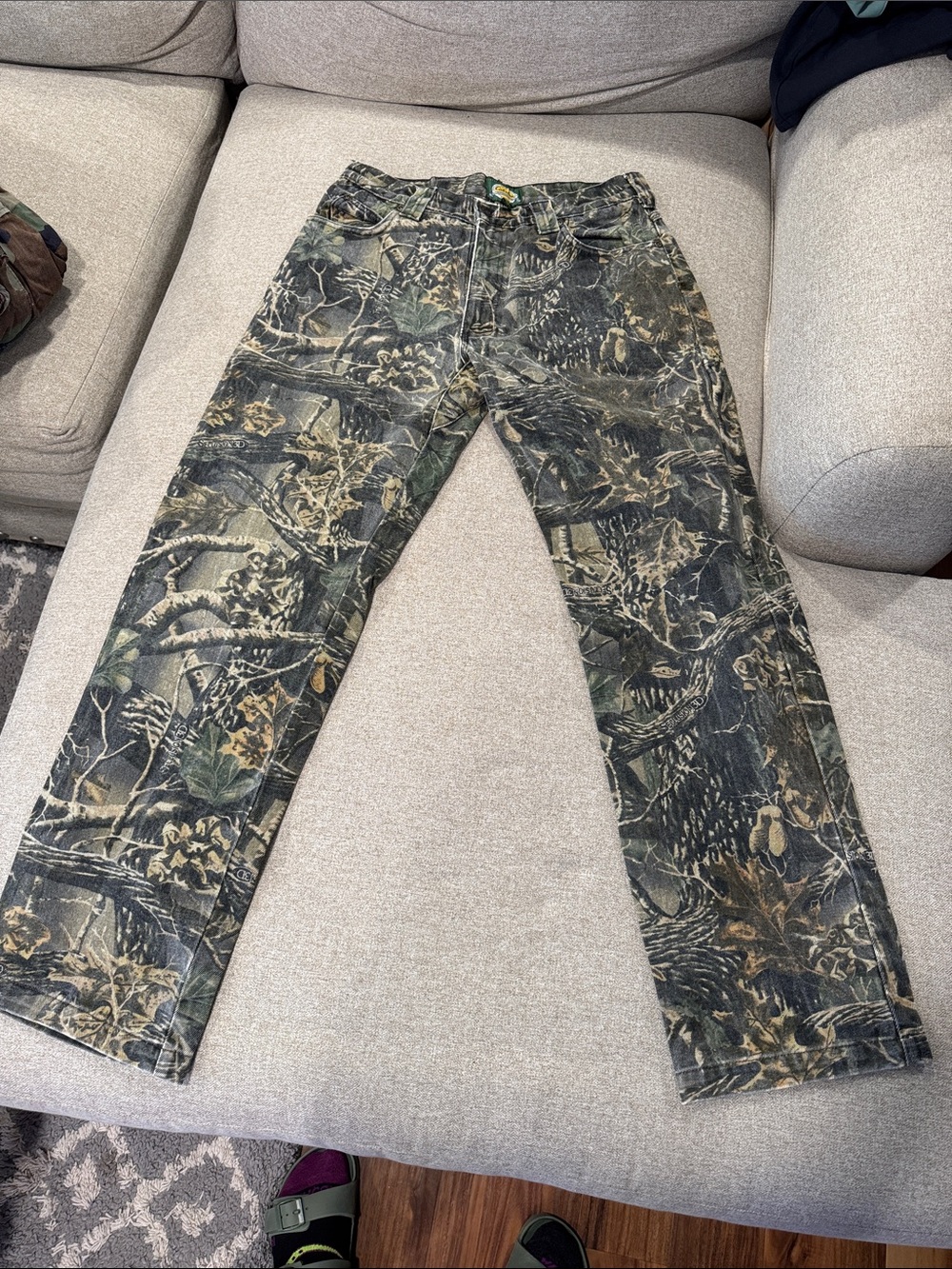 Men's Straight Camo Jeans in Green/Brown